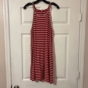 Red and White Striped Sleeveless Dress